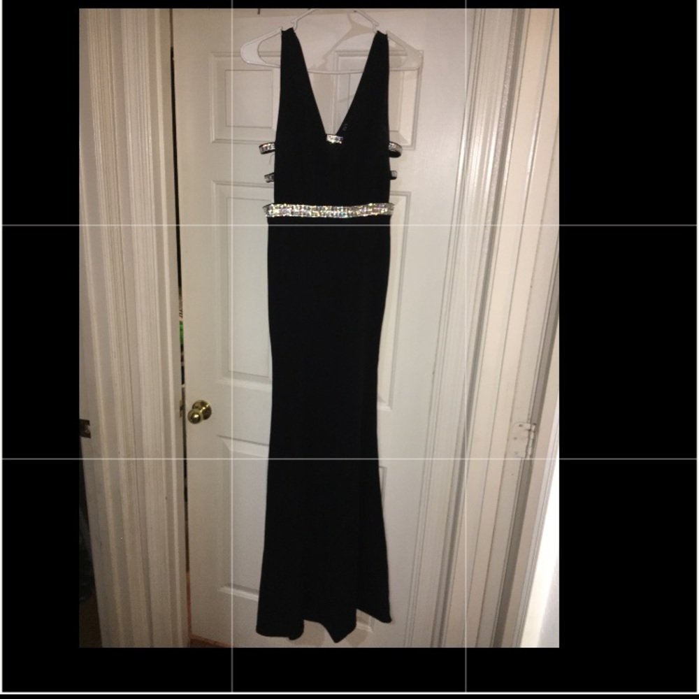 Black prom dress with a slit down the side